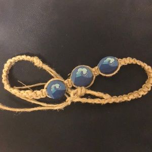 Hemp anklet with wave beads